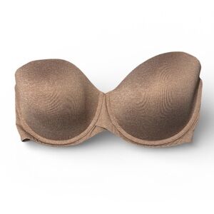 Strapless Bra brown tan 38F NEW clear removable straps padded underwire